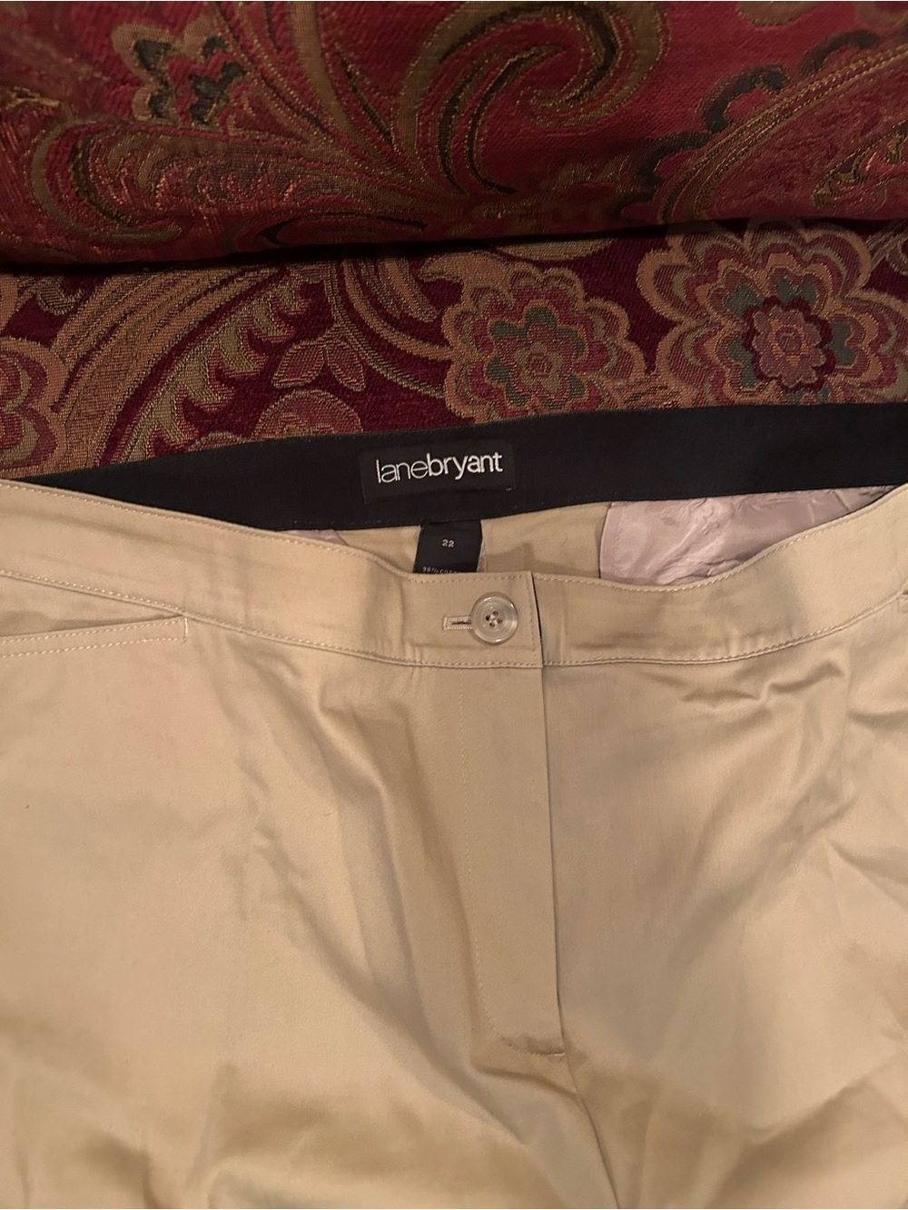Lane Bryant Tan Capris with Front Button